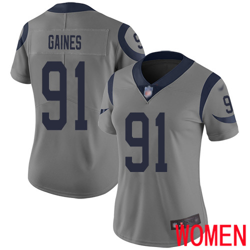 Los Angeles Rams Limited Gray Women Greg Gaines Jersey NFL Football #91 Inverted Legend->women nfl jersey->Women Jersey